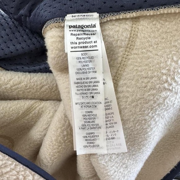Patagonia Classic Retro-X Jacket Mens Large Beige Sherpa Fleece Zip Pockets